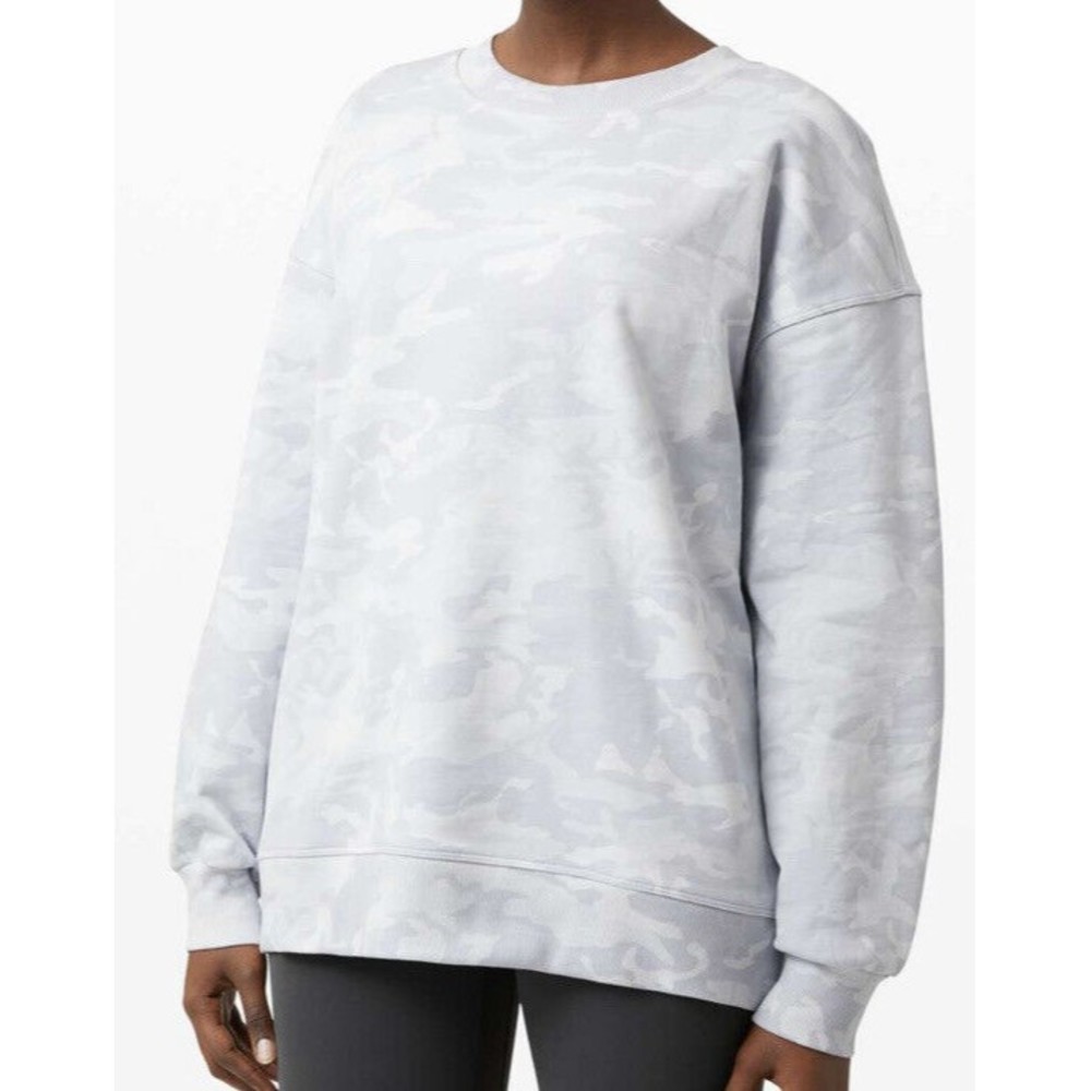 Lululemon Perfectly Oversized Crew Sweatshirt Gray Camo sz 14 New